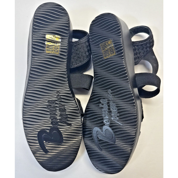 Bernie Mev Lisa Sandal Women’s Size 8 (39) Black Peep Toe Comfort Wedge NWB - Picture 8 of 9